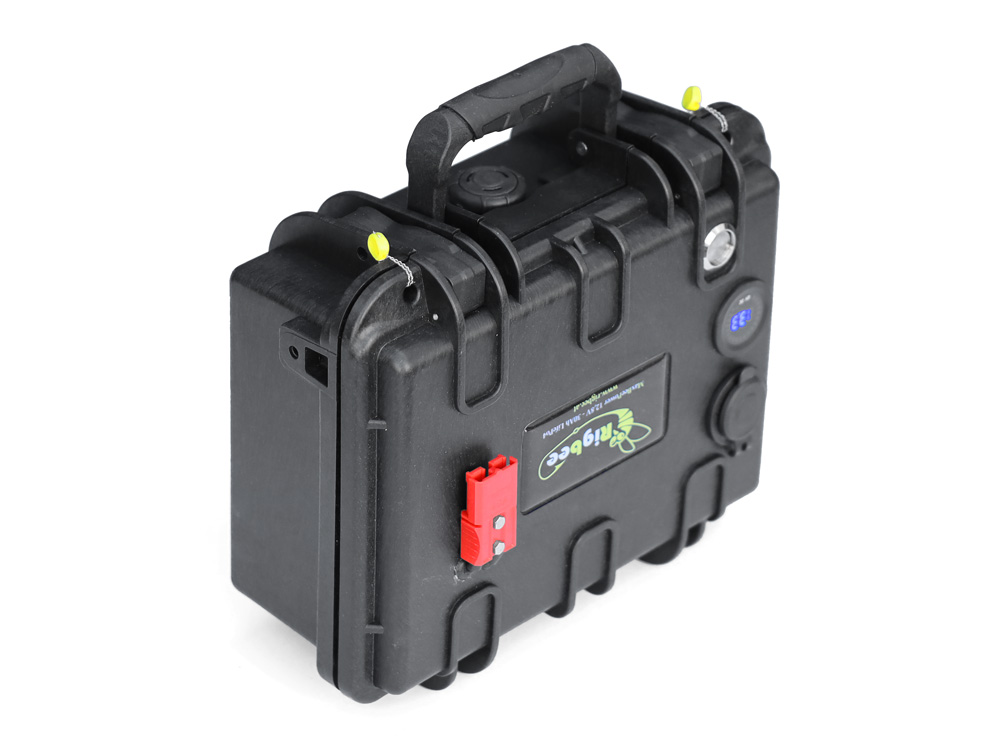 Rigbee LiFePO4 Echolot-Koffer 12V 30Ah / 384Wh, RIGBEE Akkus, Wassersport