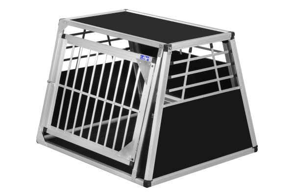 Transportbox N7 - 82x90x68,5cm mit Notausstieg, Aluminium Auto Hundebox Alu Hundetransportbox
