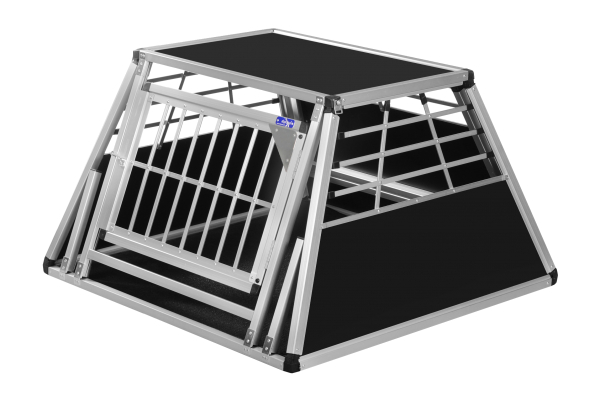 Transportbox N55 - 100x100x62,5cm mit Notausstieg, Aluminium Auto Hundebox Alu Hundetransportbox